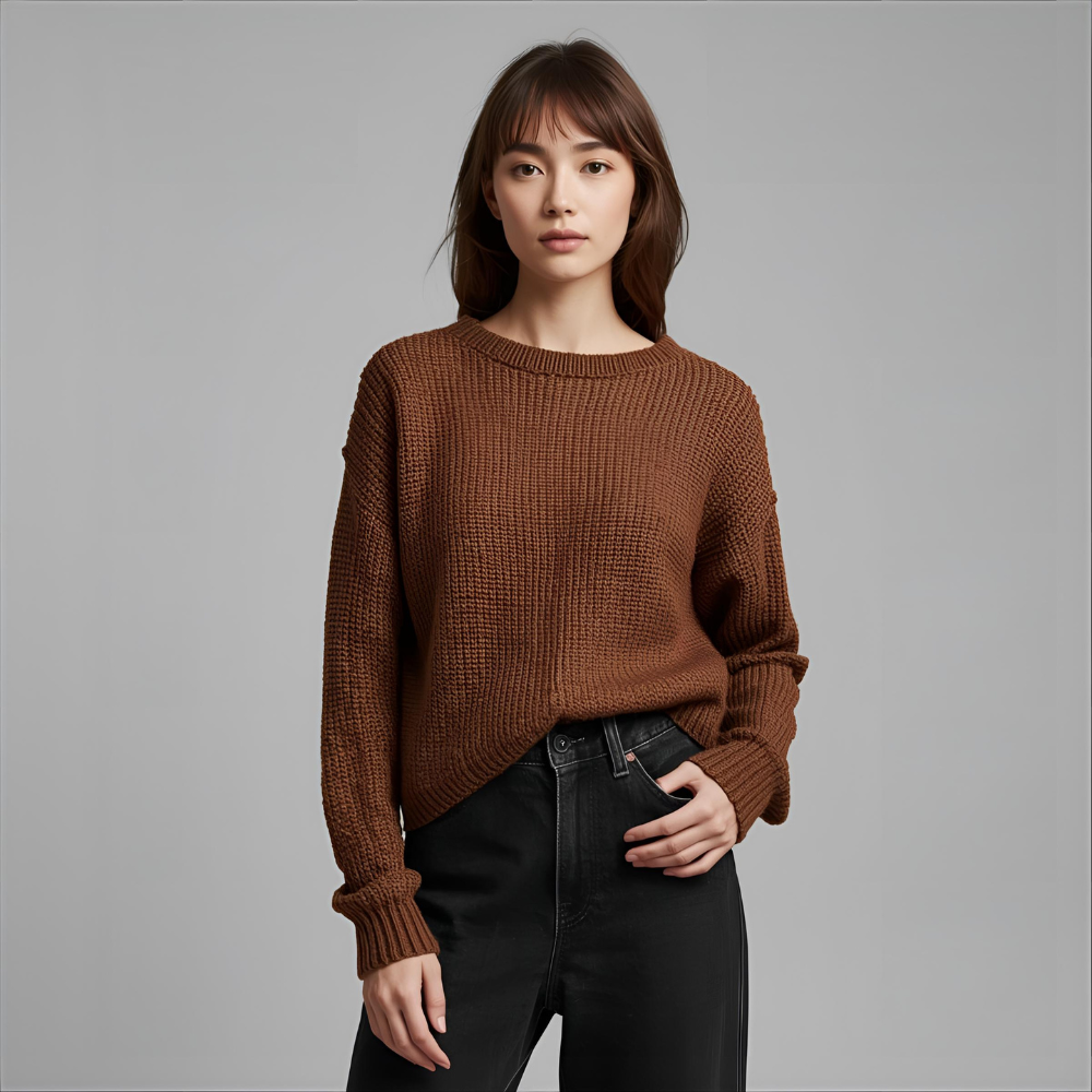 TERRONA | Brown Modern Relaxed Knitwear Sweater